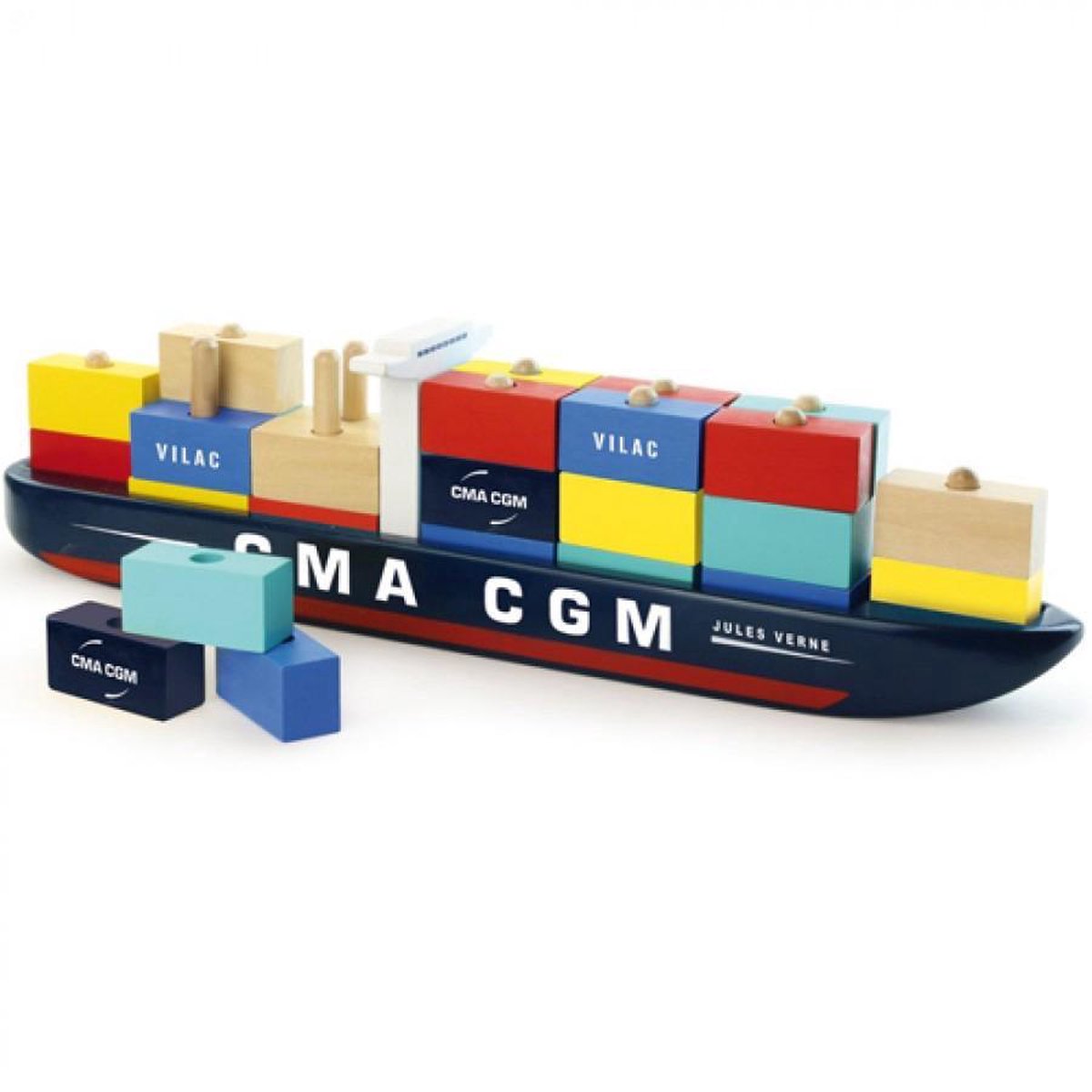 Blocs porte-conteneurs Vilac - 40 cm de long - 34 conteneurs en bois