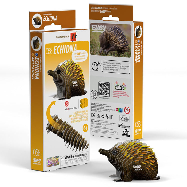Puzzle 3D Eugy - échidné - animaux sauvages - durable - collectionnez-les tous - 6 ans