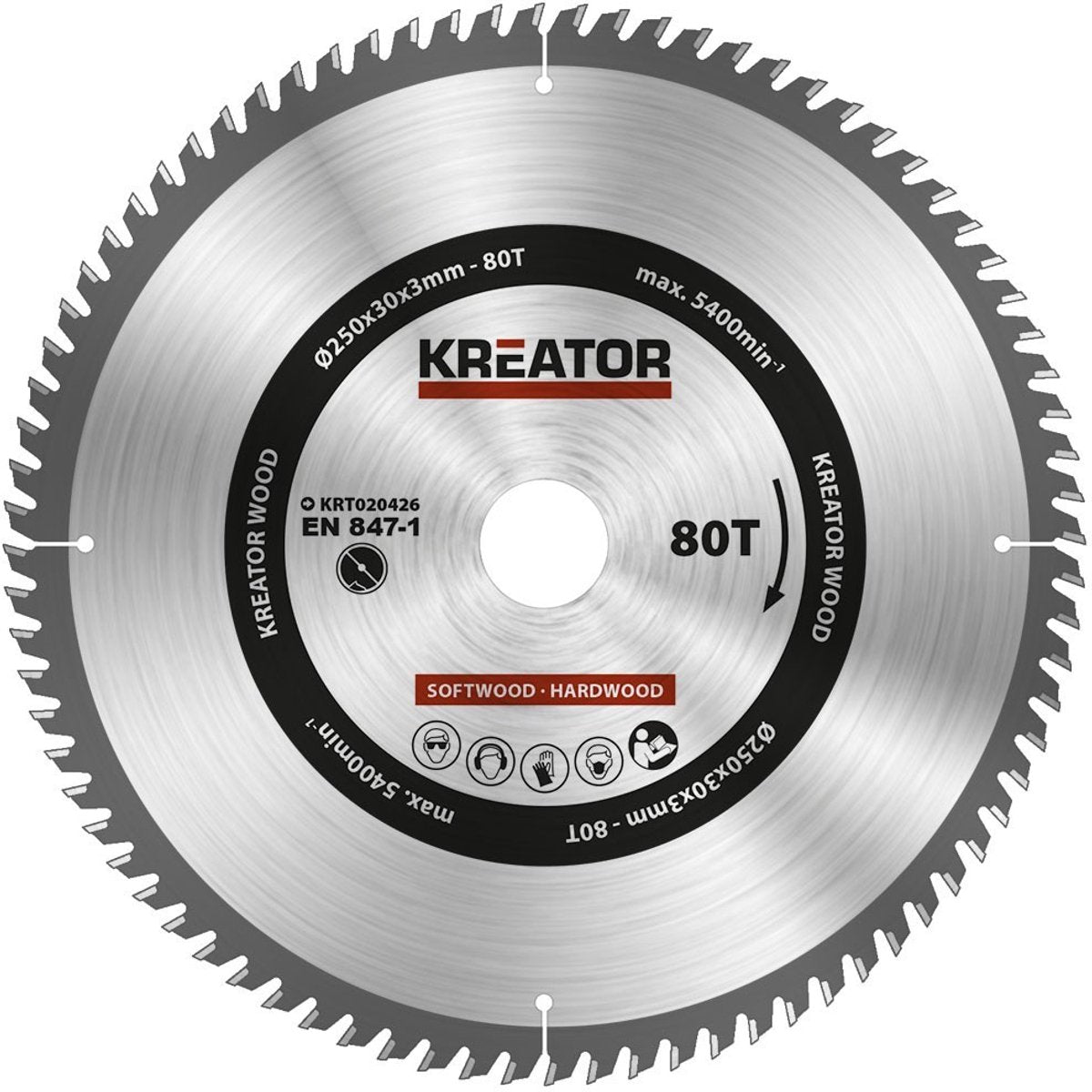 Kreator krt020426 lame de scie bois 250 mm -80t