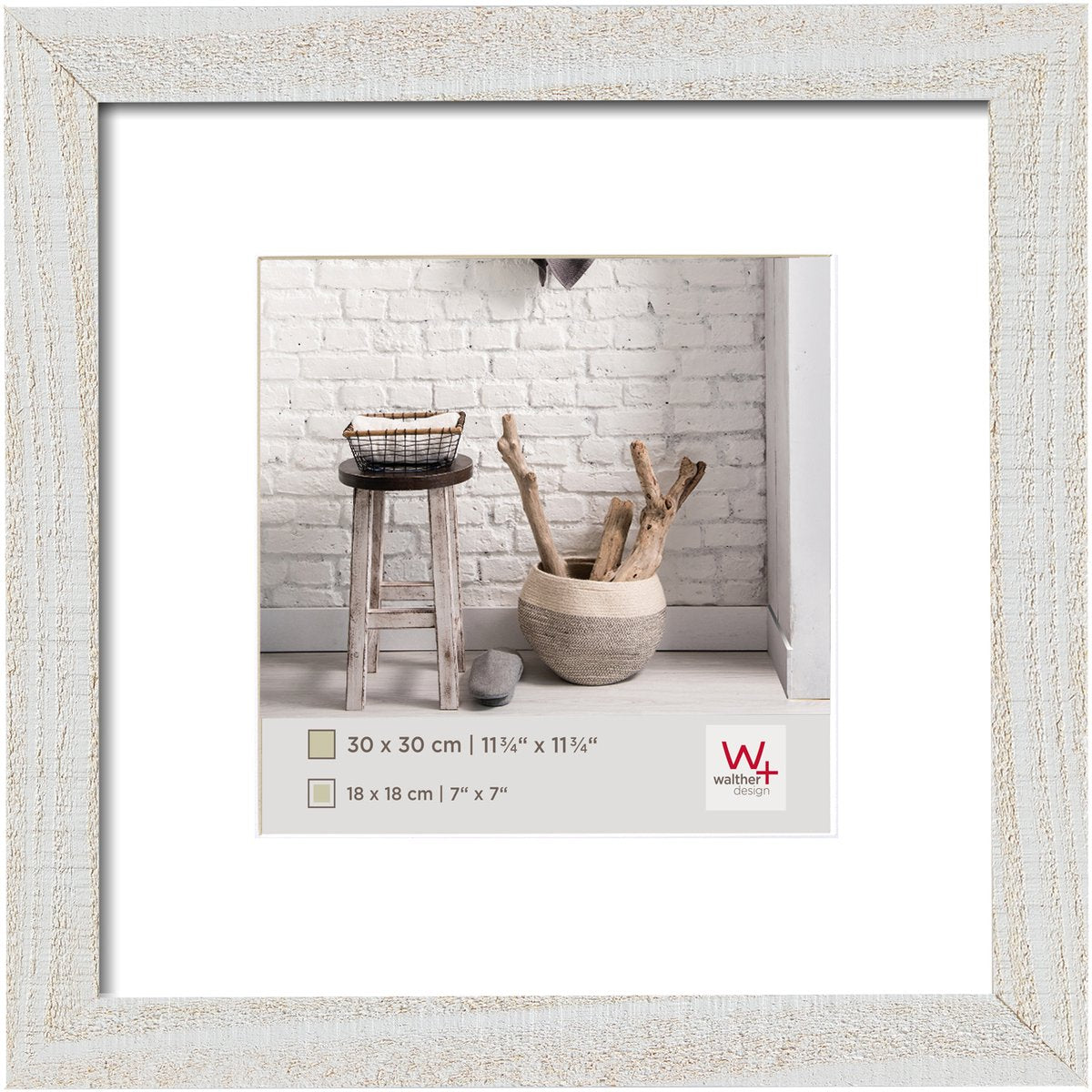 Walther home - cadre en bois - format photo 30x30 cm - blanc polaire