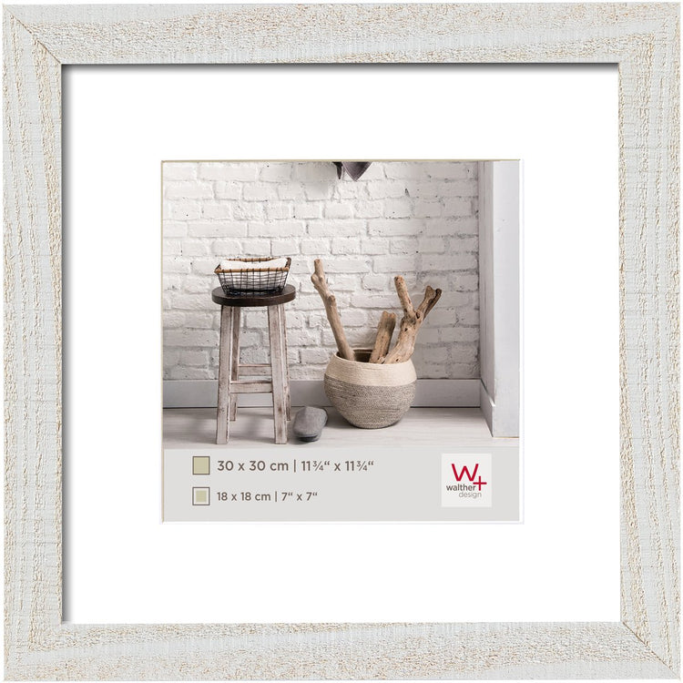 Walther home - cadre en bois - format photo 30x30 cm - blanc polaire