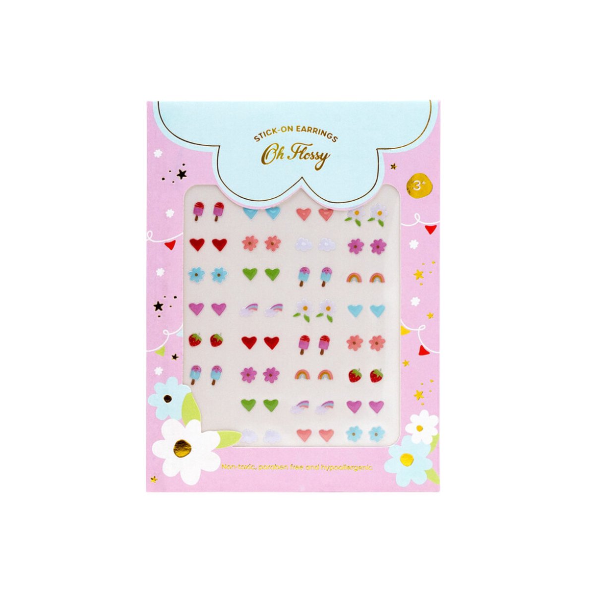 Oh flossy accessoires boucles d'oreilles à coller pour enfants et fêtes