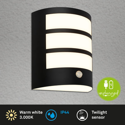 Briloner - Applique LED à batterie - tactile - minuterie - noir - batterie remplaçable - circuit imprimé remplaçable - 18 x 15 x 7 cm - noir
