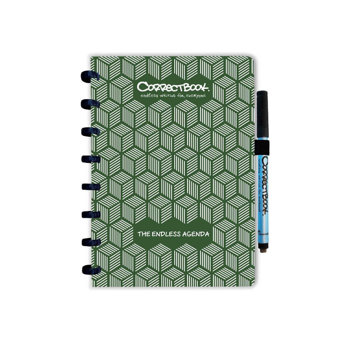 Agenda sans fin Correctbook a5, effaçable et réutilisable, vert forêt (vert foncé)