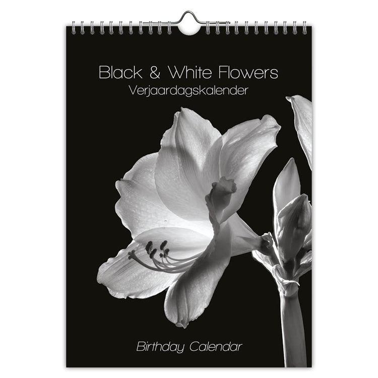 Calendrier d'anniversaire Comello fleurs noires et blanches - a4