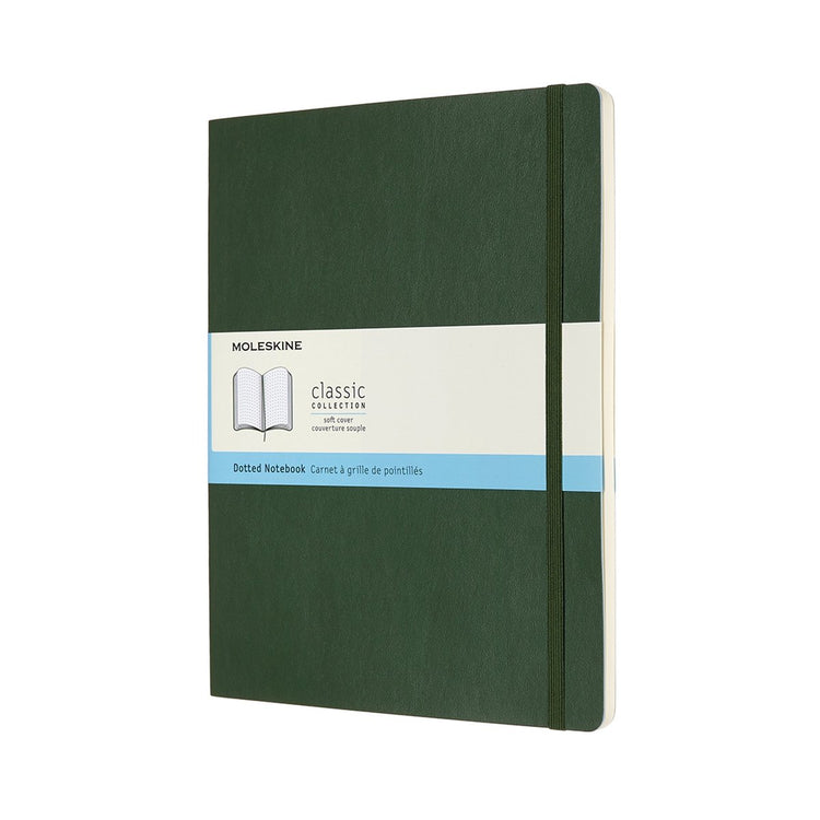 Carnet classique Moleskine - extra large - couverture souple - à pois - vert myrte