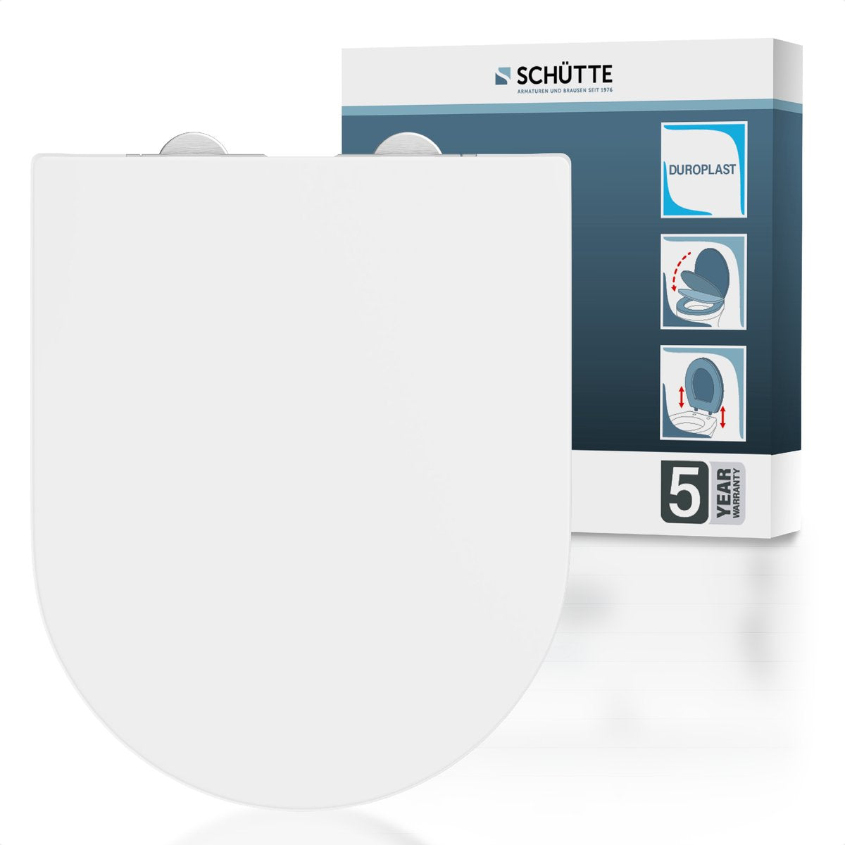 Abattant WC Schütte 82610 premium - forme D - frein de chute - amovible - capacité de charge jusqu'à 250 kg