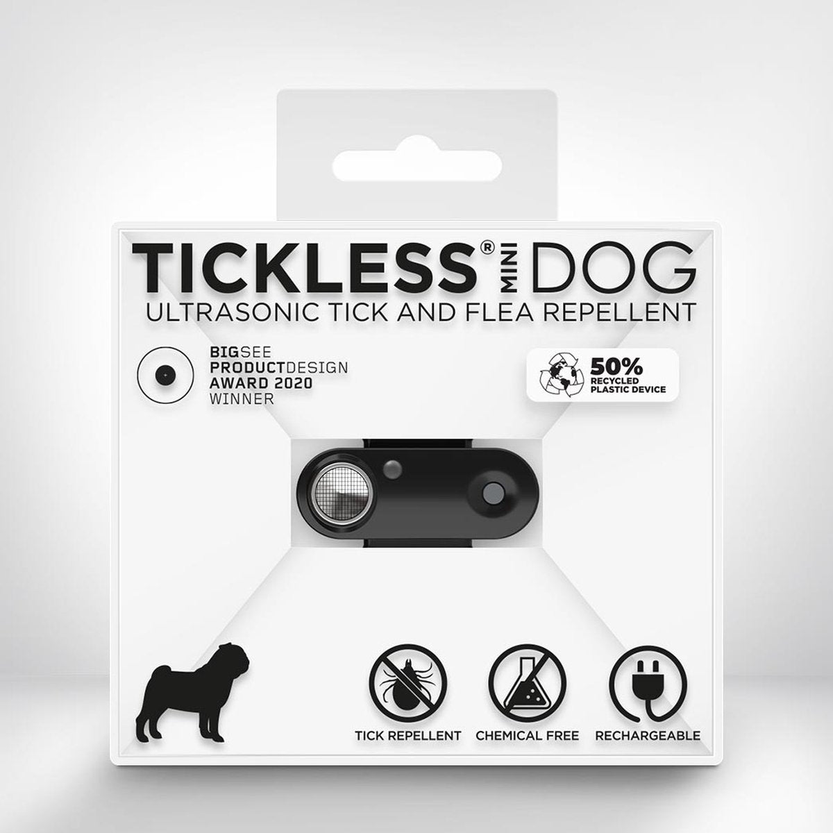 Mini chien Tickless - noir - anti tique - rechargeable