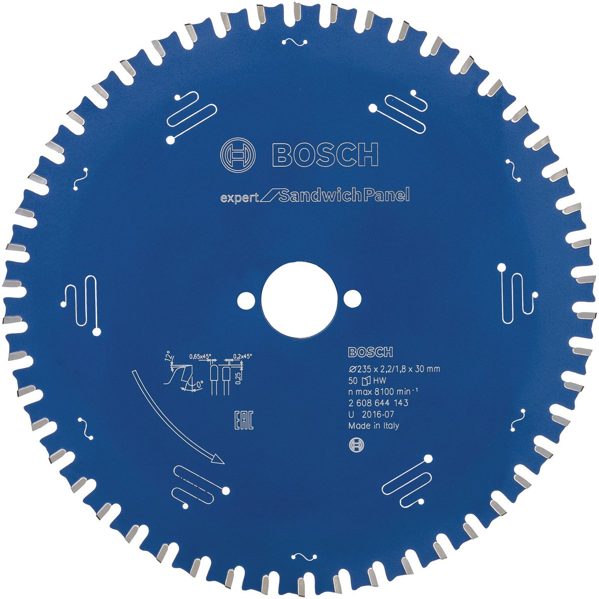 Bosch accessoires lame de scie circulaire expert pour panneau sandwich 235x30x2,2 1,8x50 - 2608644143