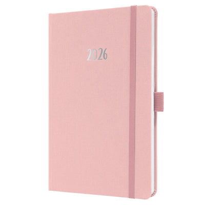 Agenda hebdomadaire Sigel Feel 2026 - format a5 - rose tendre - couverture rigide - si-j6405