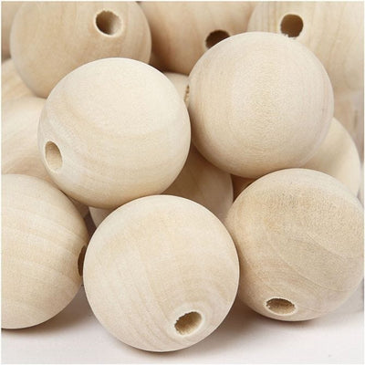 Perle en bois Creativ company, d 30 mm, diamètre du trou 5 mm, 50 pièces 1 boîte