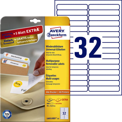 Etiquettes amovibles sans marque Avery sans marque 96 x 16,9 mm (25)