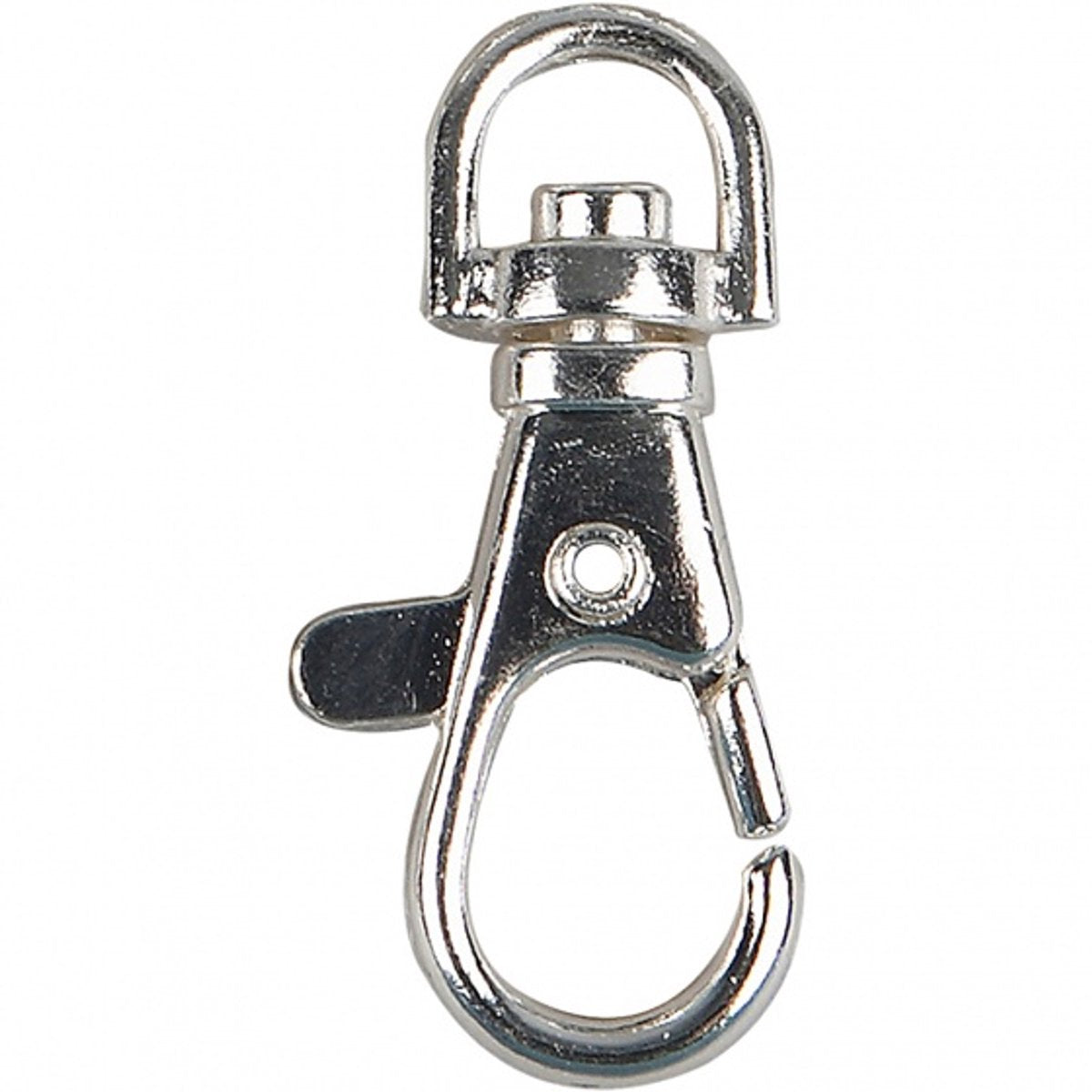 Fermoir mousqueton Creativ company, grand, h : 3,7 cm, d 37 mm, l : 1,4 cm, plaqué argent, 15 pièces 1 boîte