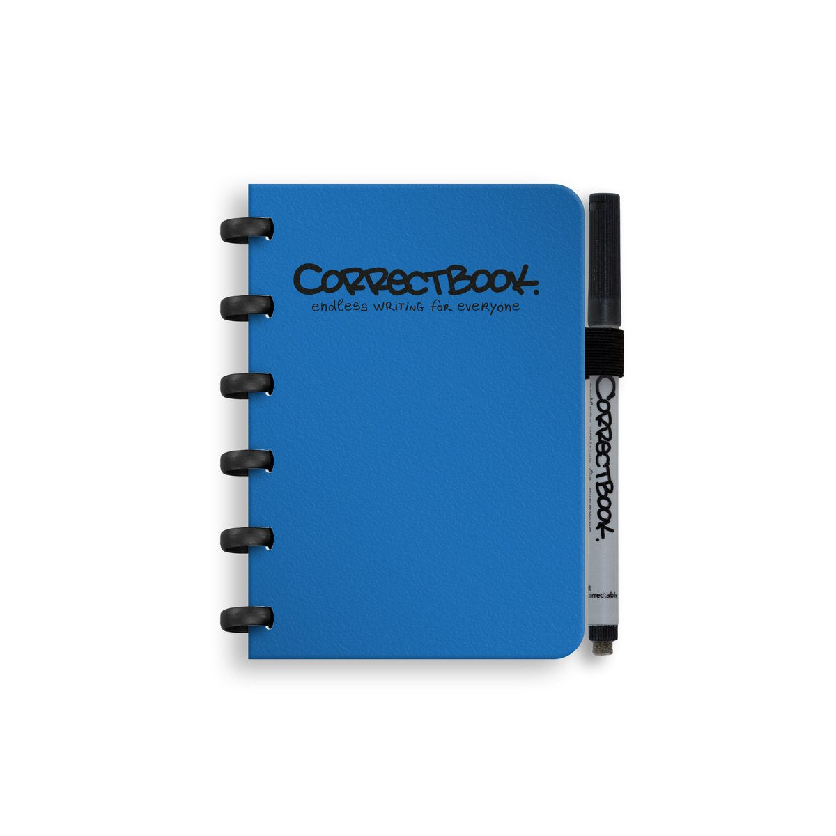Carnet effaçable Correctbook a6 – bleu terre – ligné – carnet réutilisable – avec lingette pour stylo – peut être complété par des pages supplémentaires