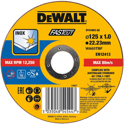 Disques à tronçonner Dewalt dt43902 125x22,2x1mm. acier inoxydable acier inoxydable ve=1