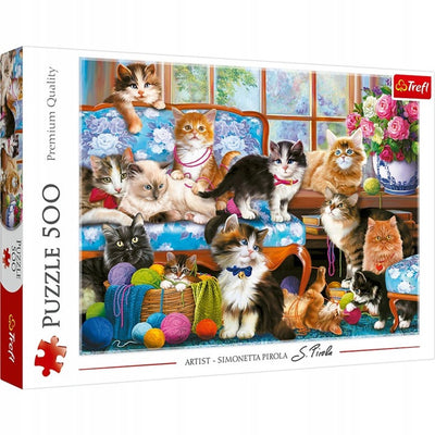 Trefl - puzzle - 500 pièces - famille de chats - 48x34 cm