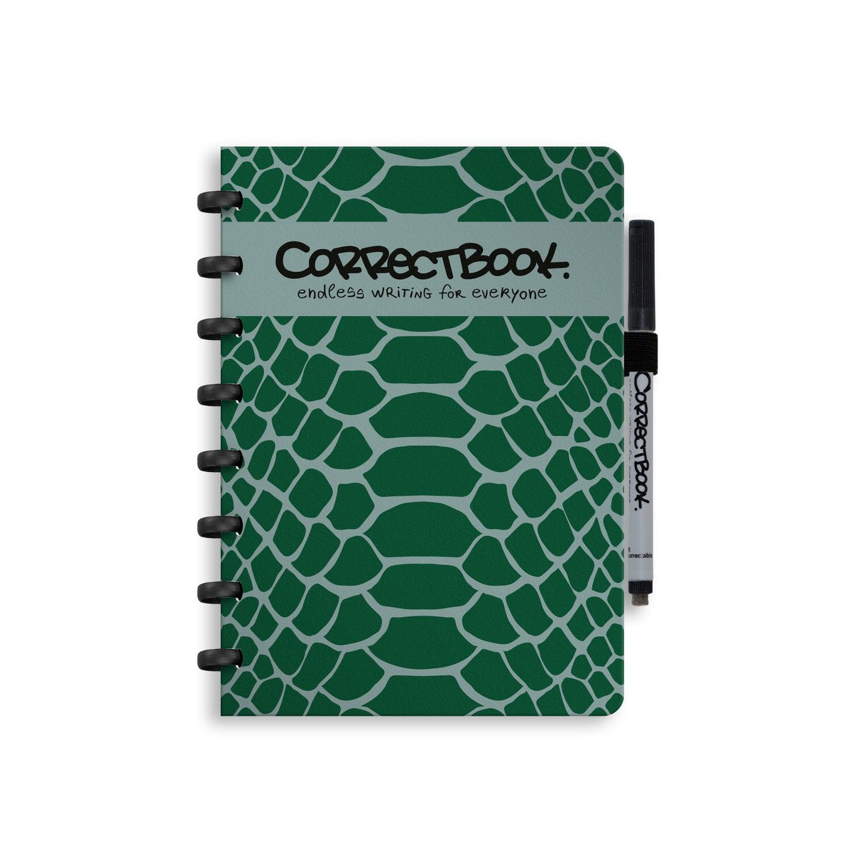 Carnet effaçable Correctbook a5 – serpent sage – vierge – carnet réutilisable – avec lingette pour stylo – peut être complété par des pages supplémentaires