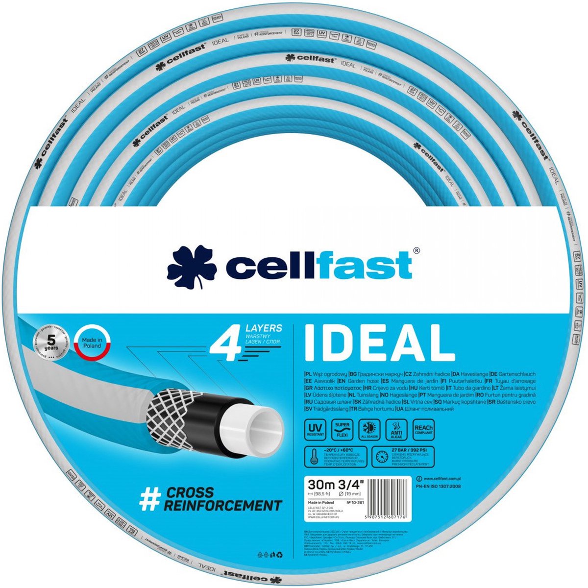 Cellfast - idéal - tuyau d'arrosage 3 4 30m - 4 couches - résistant aux UV