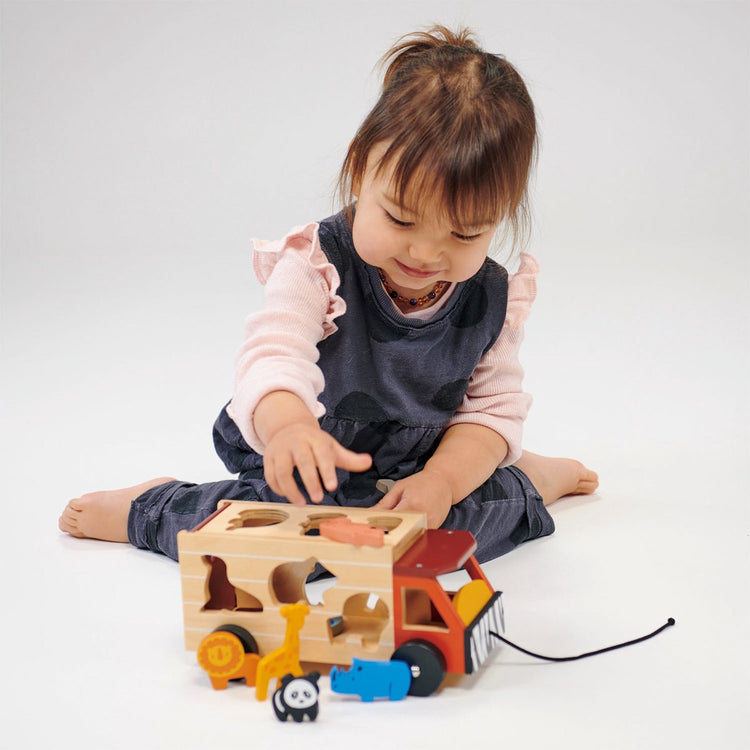 Camion de tri Mentari - safari - 23x12,5x11cm - bois - 2 ans