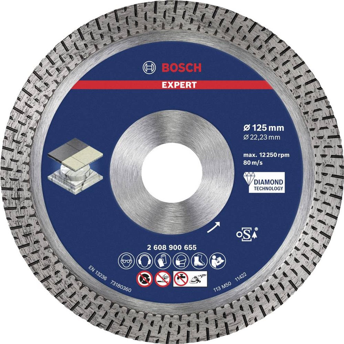 Bosch accessoires expert disque à tronçonner diamanté en céramique dure 125 x 22 | 23x1 | 4 x 10 mm - 2608900655