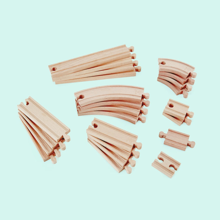 Kit d'extension de grands rails Hape - Extension de voie ferrée en bois de 24 pièces, à partir de 3 ans