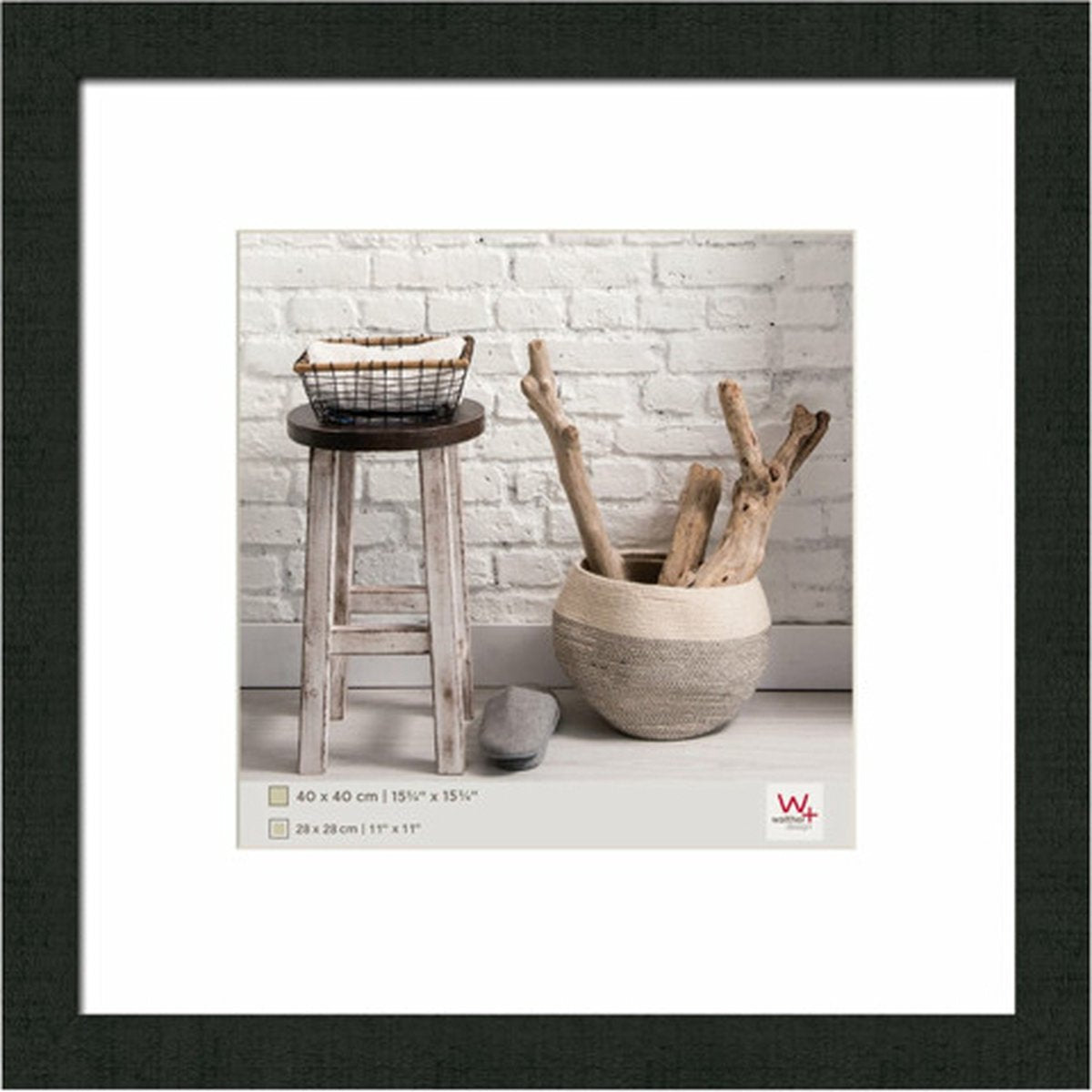 Walther home - cadre en bois - format photo 40x40 cm - noir