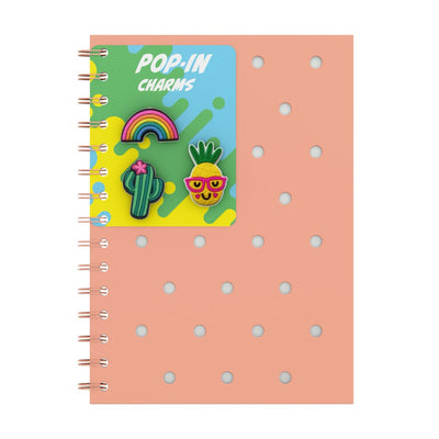 Carnet a5 en silicone orange fluo couleur Qc - ligné - avec épingles