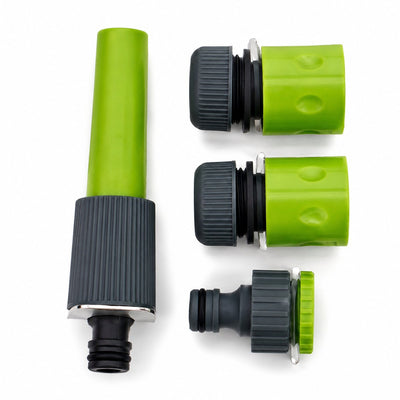 Kit de raccords à eau Kinzo - comprenant raccords et pistolet pulvérisateur - 4 pièces - gris vert