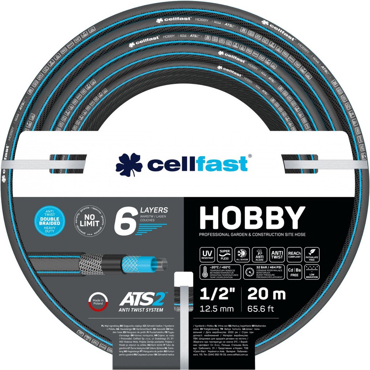 Cellfast hobby ats2™ - Tuyau d'arrosage 6 couches - 1 2 20m