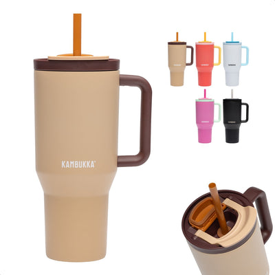 Kambukka rio - gobelet 950ml - bouteille d'eau amande rêve avec paille télescopique - étanche - sans BPA