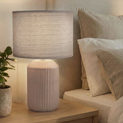 Briloner ino - lampe de table chambre - avec abat-jour en tissu base en céramique - lampe de chevet - lampe de table - ø22 x 37,5 cm - marron