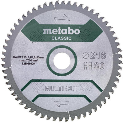 Metabo lame de scie circulaire multi coupe hw ct ø 216 mm, 60t fz tz 5°n - 628066000