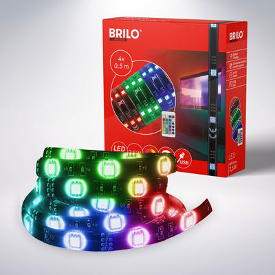 Briloner – Bande LED pour éclairage TV – avec RGB – 2 mètres – dimmable – avec télécommande – connexion USB – autocollante – 2,5w