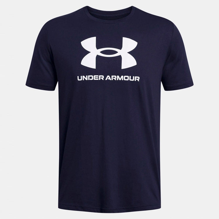 Under Armour UA Sportstyle Logo Update SS-Blu Chemise de sport pour hommes - Academy - Blanc