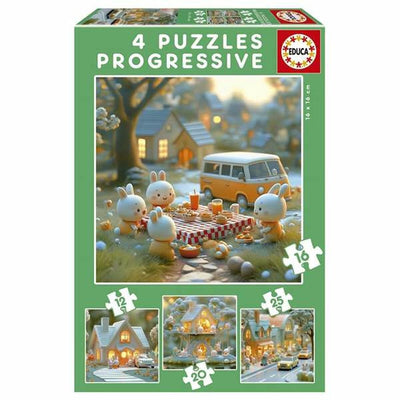 Educa - puzzle - lapin - 4 puzzles de 12 - 16 - 20 - 25 pièces - puzzle enfant