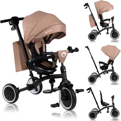 Tricycle Lionelo tris plus 2en1 - tricycle landau - siège rotatif à 360° - de 9 mois à 5 ans (25 kg) - grandes roues anti-crevaison en PU - dossier réglable - volant parent - fonction roue libre - kit d'accessoires inclus