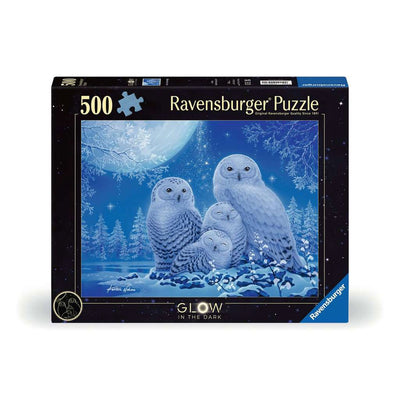 Puzzle Ravensburger brille dans le noir - Hiboux au clair de lune 500 pièces.