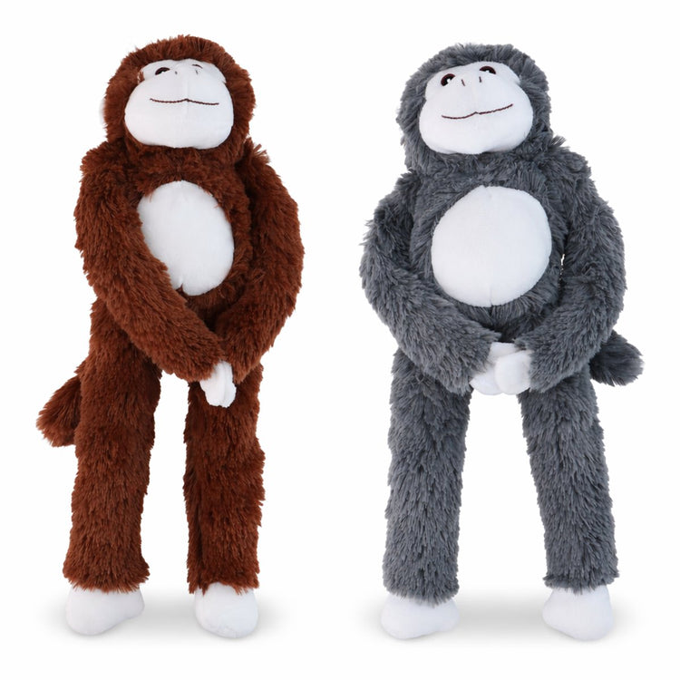 Sans marque sans marque Eddy Toys peluche singe - 43452 - peluche singe peluche avec mains Velcro - peluche singe peluche avec bras et jambes longs - peluche douce singe - marron ou gris - 1 couleur aléatoire