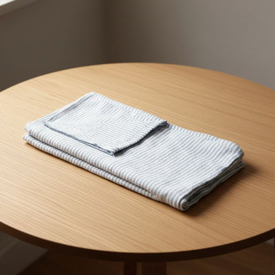Arti casa nappe 150x240 cm - nappe rayée - nappe mélange de matières polyester coton lurex - nappe pour table à manger - blanc et vert bleu