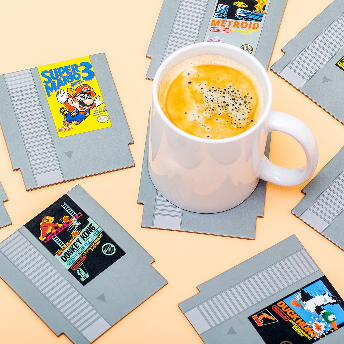 Paladone Nintendo Nes Lot de 8 sous-verres à cartouche rétro pour joueurs, sous licence officielle