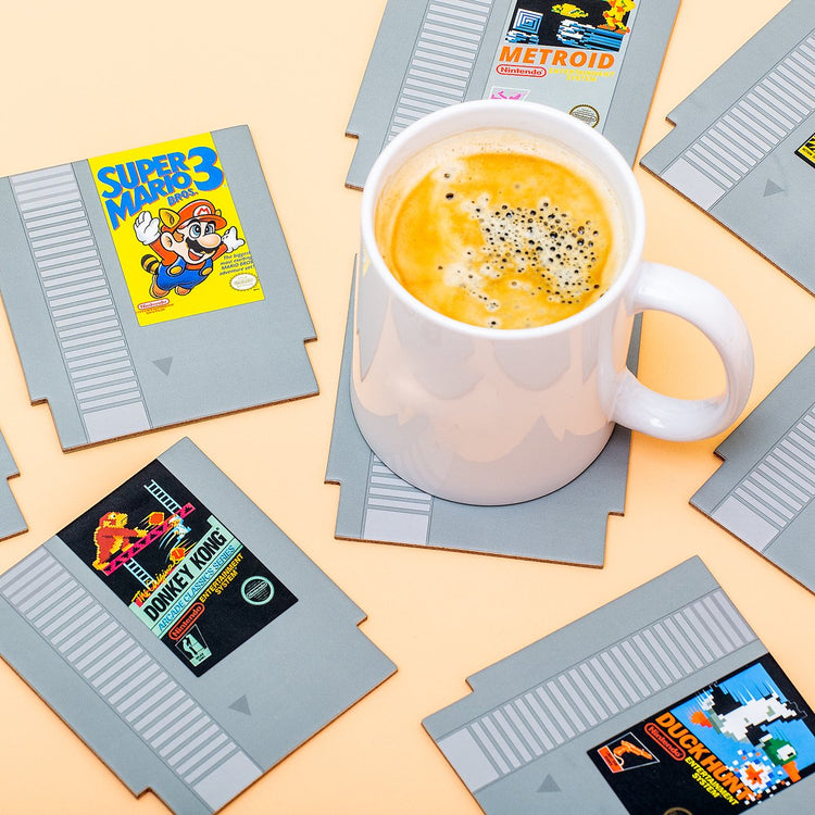 Paladone Nintendo Nes Lot de 8 sous-verres à cartouche rétro pour joueurs, sous licence officielle