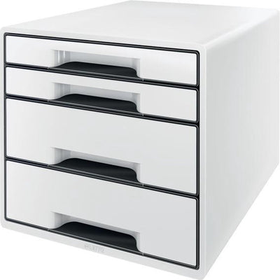 Caisson à tiroirs Leitz wow cube avec 4 tiroirs - rangement avec compartiments - pour le bureau et le travail à domicile - idéal pour le bureau à domicile - blanc gris
