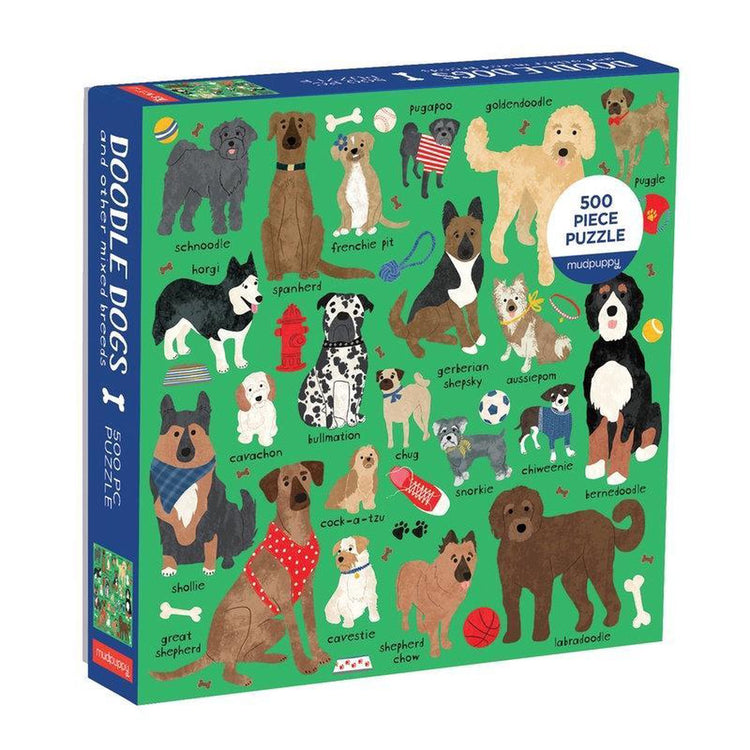 Puzzle familial de 500 pièces avec chien Doodle et autres races mixtes
