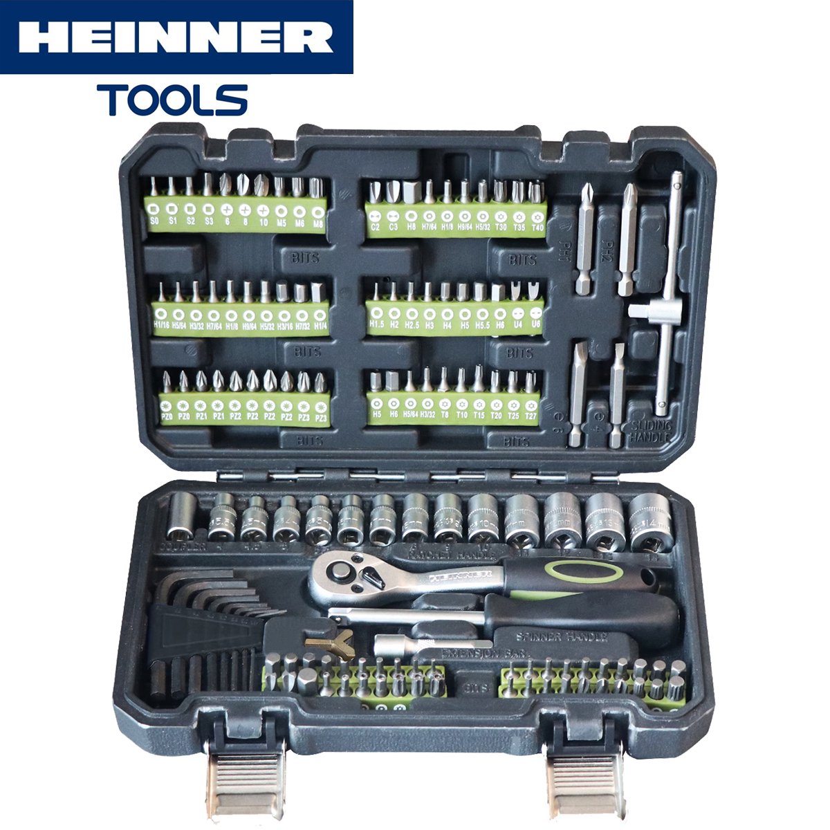 Heinner 131 pièces 1 4 jeu de douilles incl. jeu complet d'embouts et cliquet dans une mallette à outils - jeu de clés à douille en chrome vanadium