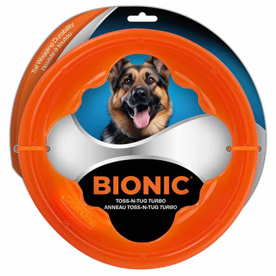 Bionic jouet à rapporter toss-n-tug turbo 23x22,5x1,5cm orange