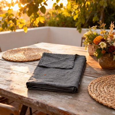 Arti casa nappe 150x240 cm - nappe - mélange de matières de nappe polyester coton - nappe pour table à manger - design uni - gris foncé
