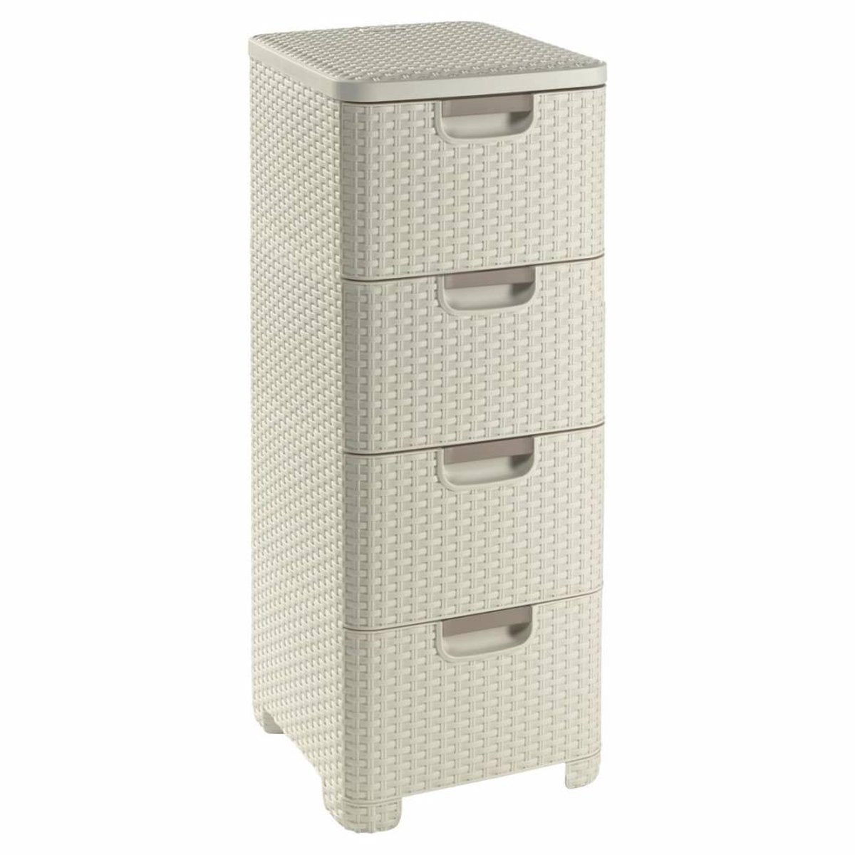 Système de tiroirs style Curver - 4x 14l - blanc vintage