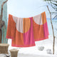 Serviette de plage cercle colorblock hippocampe - 100x180 cm - rose