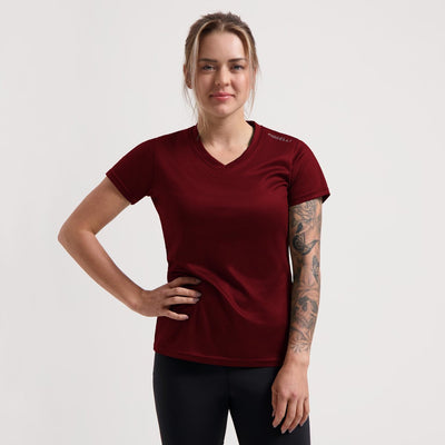 Rogelli promo t-shirt de running femme - manches courtes - bordeaux - m