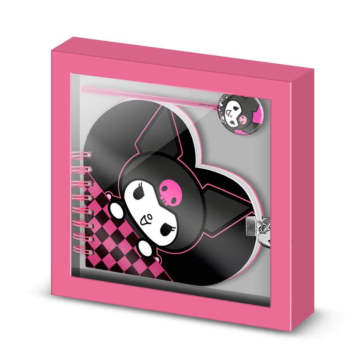 Charactermania - kuromi - clé et stylo coeur carré kuromi multicolore